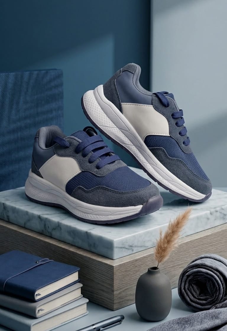 Navy and white sneaker