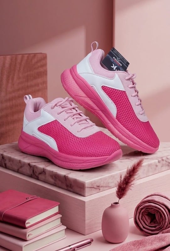 Pink and white sneaker