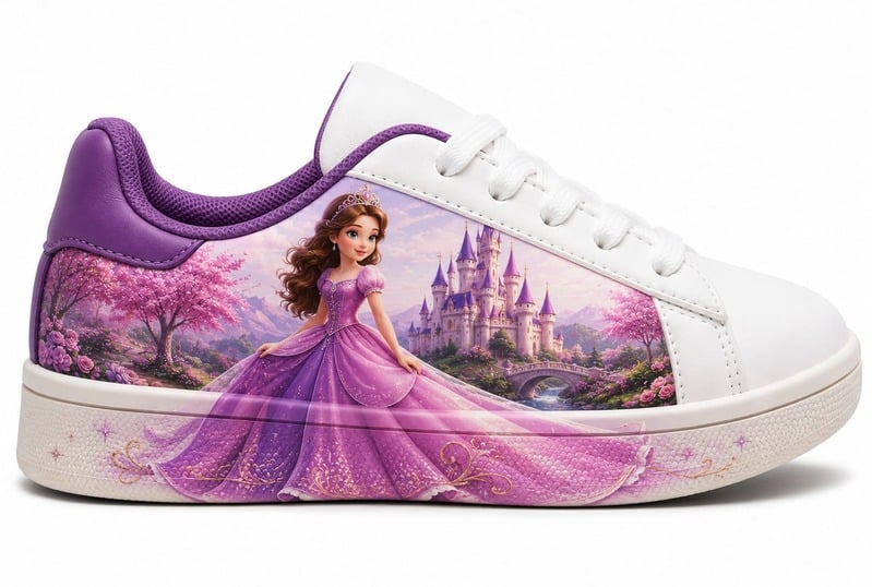 White sneaker with princess print